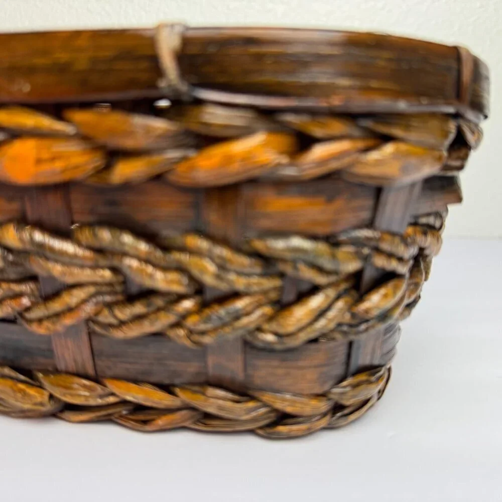 NEW Vintage Bamboo Wicker Hanakago Basket Lackered